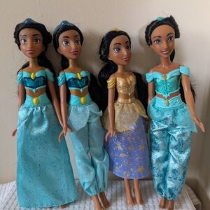 Lot of 4 Disney Aladdin Princess Jasmine Barbie Fashion Dolls Mattel